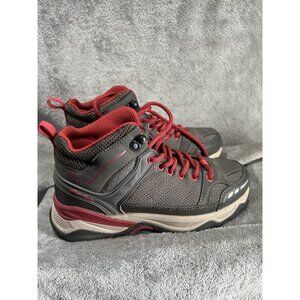 Women's 6 Eddie Bauer Crater Lake Taupe Red Mid Waterproof Hiking Boots Outdoor
